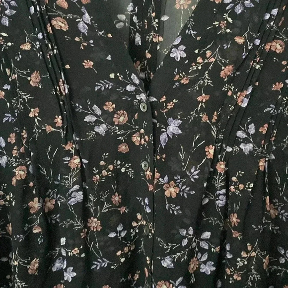 Joie M Black Floral Long Sleeve Silk Blouse - Picture 3 of 8